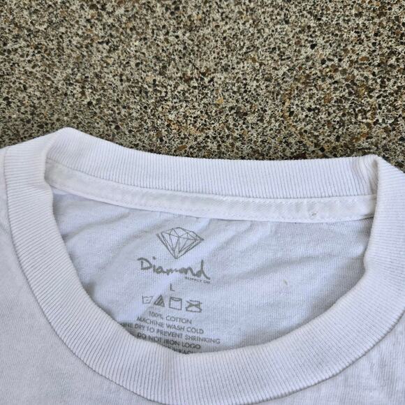 Vtg Y2k DIAMOND SUPPLY CO. Roses Diamond Spellout Graphic Skate Tee Shirt Lg - Picture 4 of 7